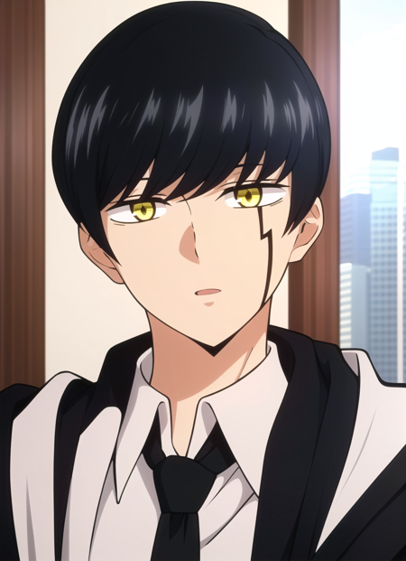 3978529092-3520702969-mashle , masterpiece, best quality, 1boy, male focus, solo, yellow eyes, necktie, black hair, bangs, facial mark.png